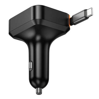 Автомобилен заряден уред с USB-C кабел HOCO NZ18, 65W, 3A, 1 x USB-A - 1 x USB-C, Черен