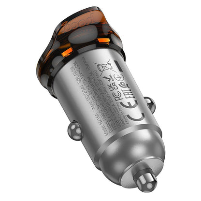Автомобилен заряден уред с Lightning кабел HOCO NZ16A, 43W, 3A, 1 x USB-A - 1 x USB-C, Сив