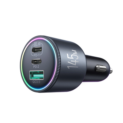 Автомобилен заряден уред с USB-C кабел Joyroom JR-CCN07, 145W, 5A, 1 x USB-A - 2 x USB-C, Сив