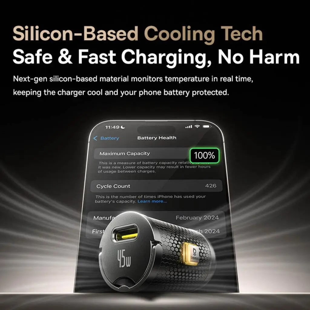 Baseus PrimeTrip VP2 Car Charger with USB-C Cable, 45W, 3A, 1 x USB-C, Black C0206800