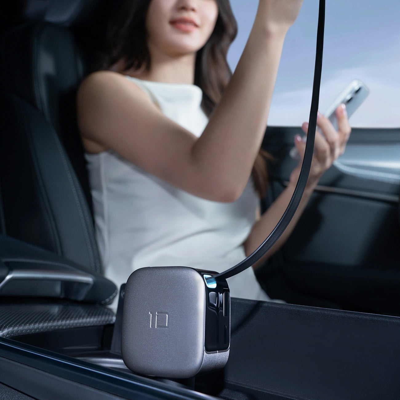 Car Charger With USB-C Cable Cuktech CC903P Display, 100W, 5A, 1 x USB-A - 1 x USB-C, Gray