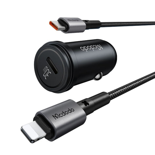 Автомобилен заряден уред с кабел Lightning McDodo CC-7492 Obsidian, 30W, 3A, 1 x USB-C, Черен