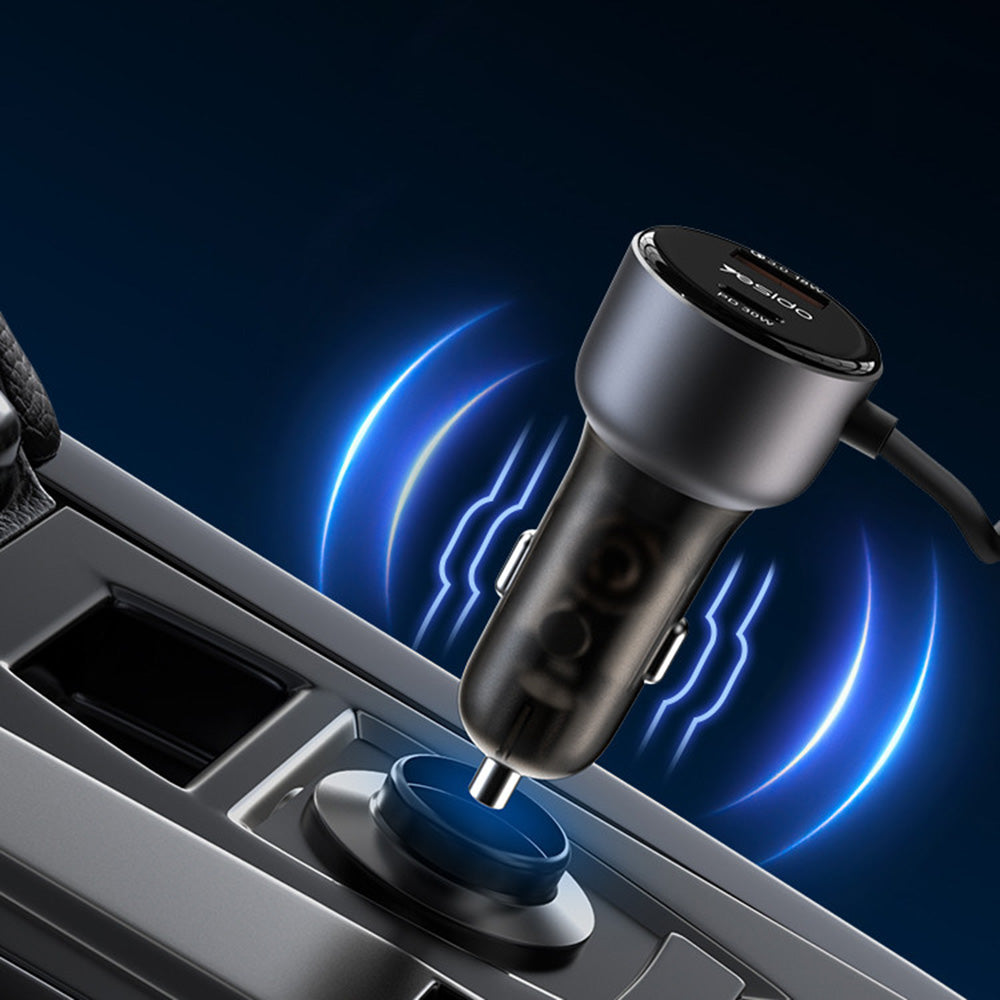 Автомобилен заряден уред с Lightning кабел Yesido Y57, 50W, 3A, 1 x USB-A - 1 x USB-C, Черен