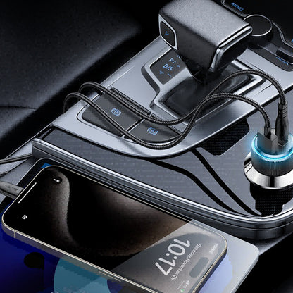 Автомобилен заряден уред с кабел Lightning Yesido Y60, 38W, 3A, 1 x USB-A - 2 x USB-C, Черен