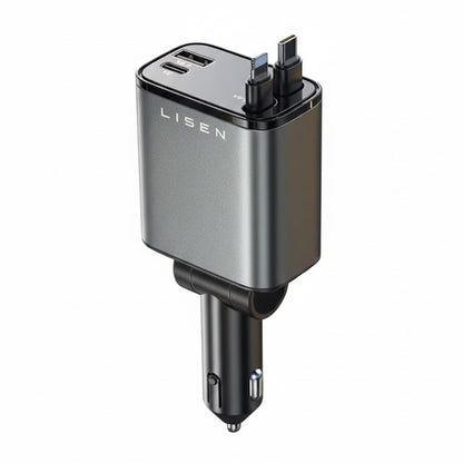 Автомобилен заряден уред с USB-C / Lightning кабел Lisen, 69W, 3A, 1 x USB-A - 1 x USB-C, Черен YL0224040031