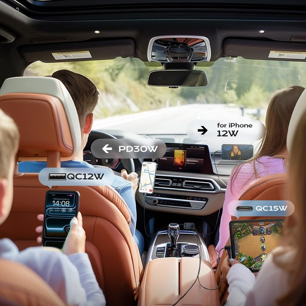 Автомобилен заряден уред с USB-C / Lightning кабел Lisen, 69W, 3A, 1 x USB-A - 1 x USB-C, Черен YL0224040031