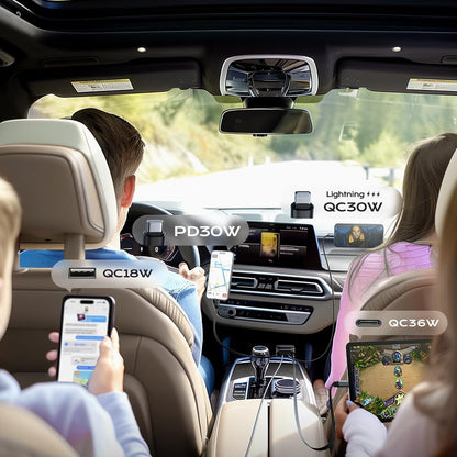 Автомобилен заряден уред с USB-C / Lightning кабел Lisen Display, 96W, 3A, 1 x USB-A - 1 x USB-C, Черен YL0224080017