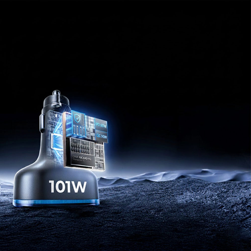 Автомобилен заряден уред с USB-C кабел Lisen, 101W, 3.25A, 1 x USB-A - 3 x USB-C, Черен YL0223120021