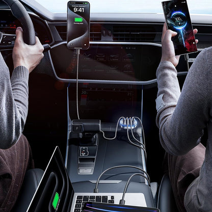 Автомобилен заряден уред с USB-C кабел Lisen, 101W, 3.25A, 1 x USB-A - 3 x USB-C, Черен YL0223120021