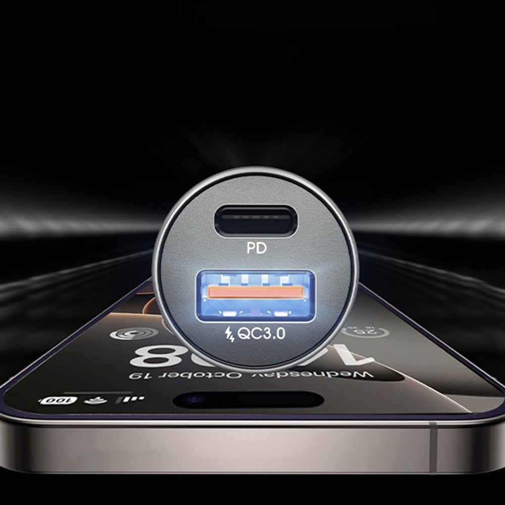 Автомобилен заряден уред с USB-C кабел Lisen, 51W, 3A, 1 x USB-A - 1 x USB-C, Тъмносин YL0223080047