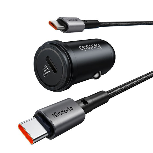 Автомобилен заряден уред с USB-C кабел McDodo CC-7493 Obsidian, 30W, 3A, 1 x USB-C, Черен
