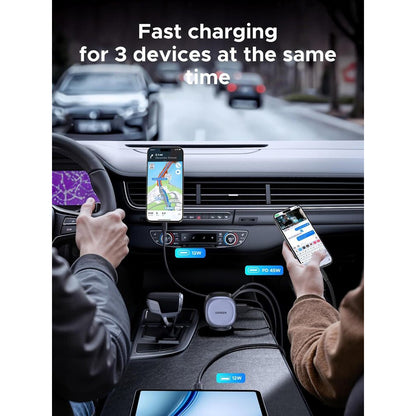 Автомобилен заряден уред с USB-C кабел UGREEN EC601, 75W, 3A, 1 x USB-A - 1 x USB-C, Сив
