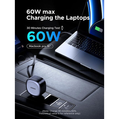 Автомобилен заряден уред с USB-C кабел UGREEN EC601, 75W, 3A, 1 x USB-A - 1 x USB-C, Сив