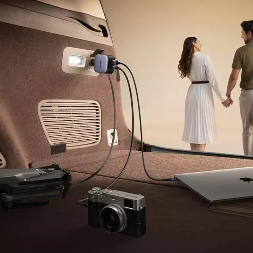 Автомобилен заряден уред с USB-C кабел UGREEN EC603, 90W, 3A, 1 x USB-A - 1 x USB-C, Сив