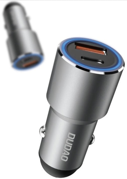 Автомобилен зарядно Dudao R4PQ NM, 22.5W, 3A, 1 x USB-A - 1 x USB-C, Сив