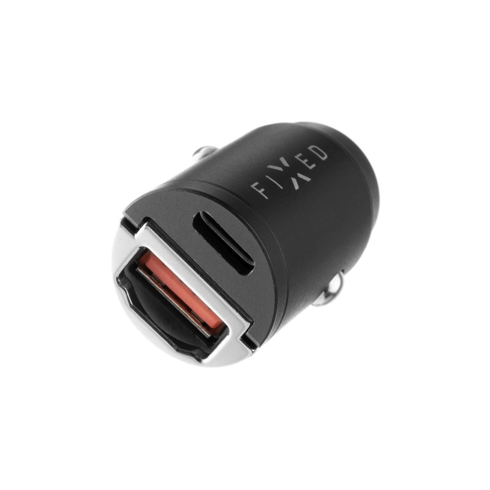 Автомобилен заряден уред Fixed, 30W, 3A, 1 x USB-A - 1 x USB-C, Черен