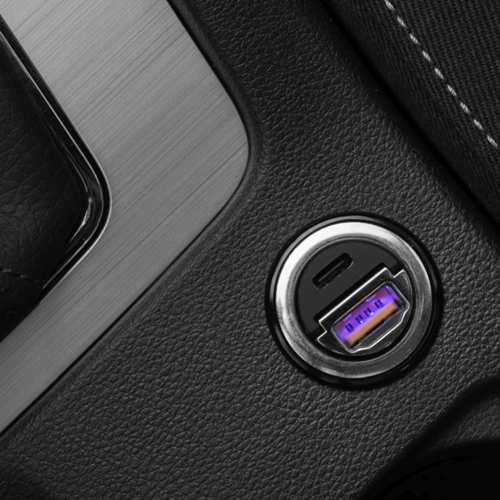 Автомобилен заряден уред Fixed, 30W, 3A, 1 x USB-A - 1 x USB-C, Черен