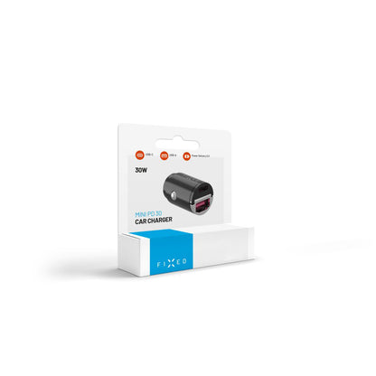 Автомобилен заряден уред Fixed, 30W, 3A, 1 x USB-A - 1 x USB-C, Черен