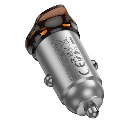 Автомобилен заряден уред HOCO NZ16, 30W, 3A, 1 x USB-C, Сив