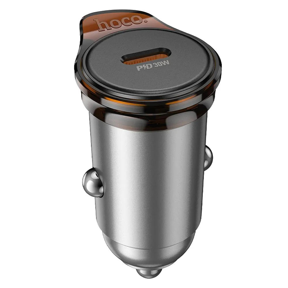 Автомобилен заряден уред HOCO NZ16, 30W, 3A, 1 x USB-C, Сив