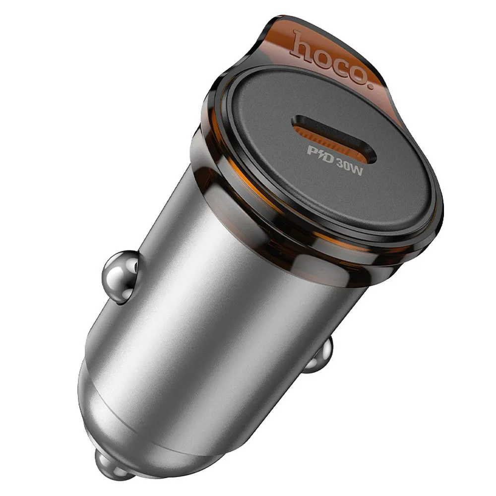 Автомобилен заряден уред HOCO NZ16, 30W, 3A, 1 x USB-C, Сив