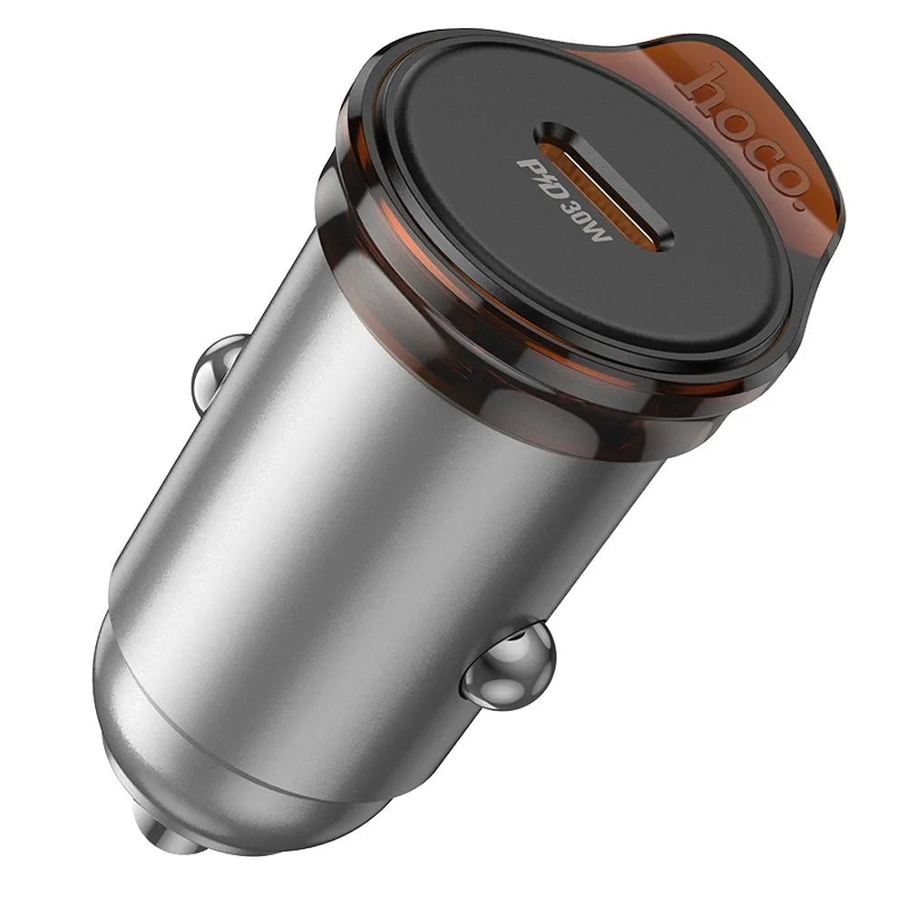 Автомобилен заряден уред HOCO NZ16, 30W, 3A, 1 x USB-C, Сив