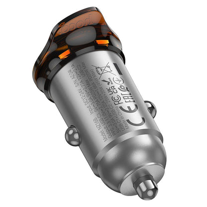 Автомобилен заряден уред HOCO NZ16B, 45W, 3A, 2 x USB-C, Сив