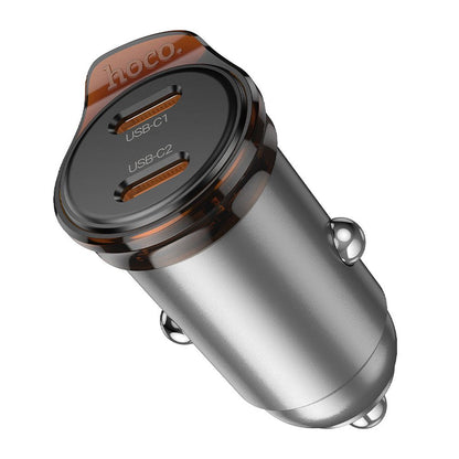 Автомобилен заряден уред HOCO NZ16B, 45W, 3A, 2 x USB-C, Сив