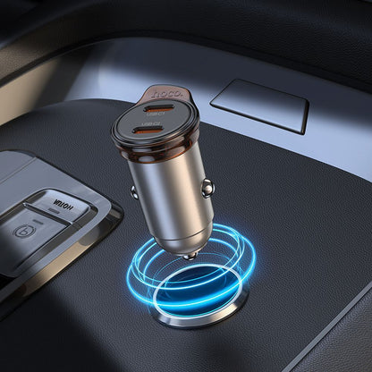 Автомобилен заряден уред HOCO NZ16B, 45W, 3A, 2 x USB-C, Сив
