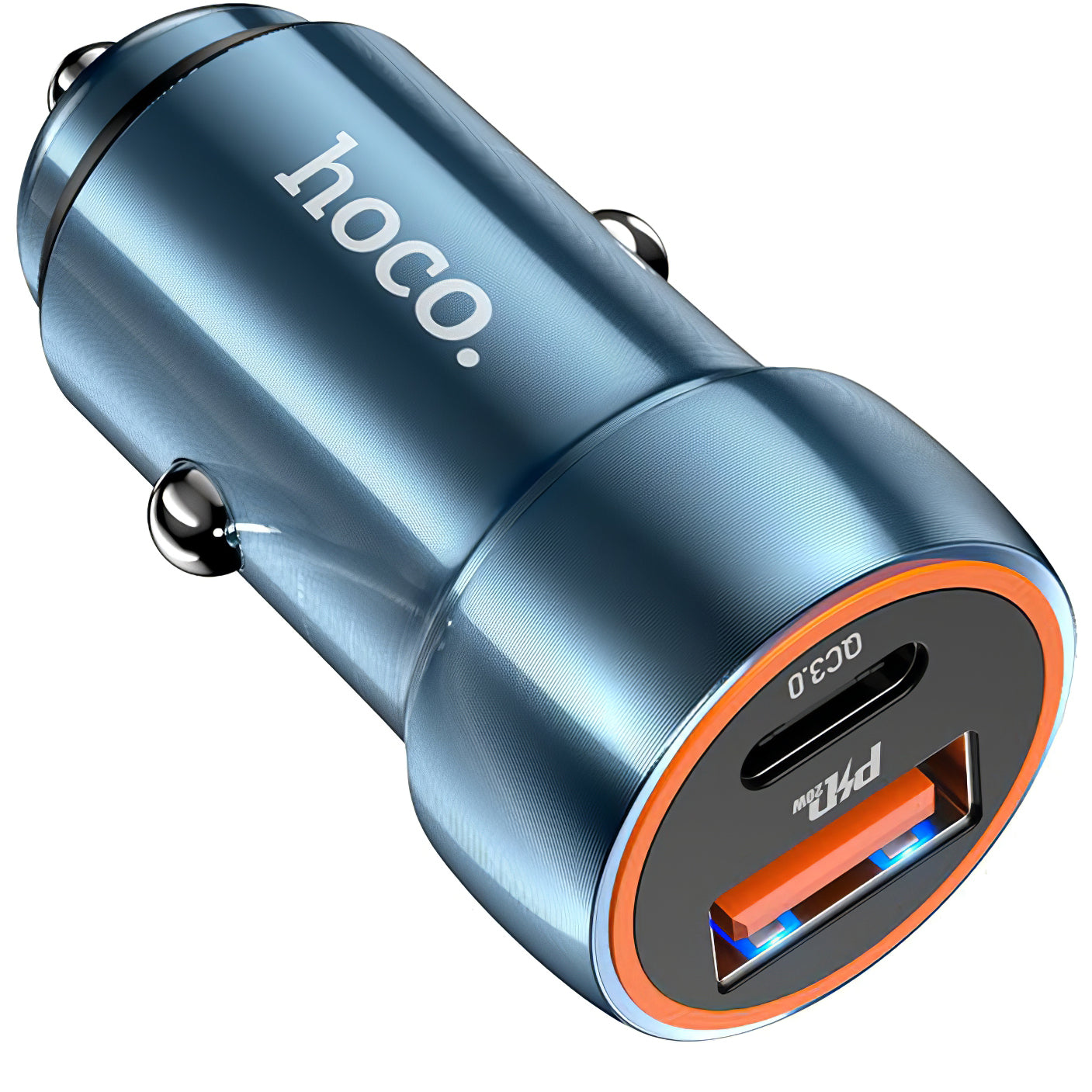 Автомобилен заряден уред HOCO Z46A, 20W, 3A, 1 x USB-A - 1 x USB-C, Син