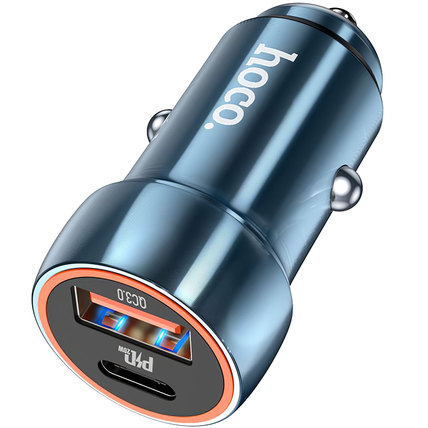 Автомобилен заряден уред HOCO Z46A, 20W, 3A, 1 x USB-A - 1 x USB-C, Син