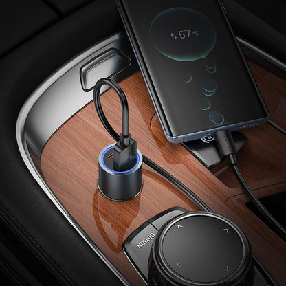Автомобилен заряден уред HOCO Z60, 48W, 3A, 1 x USB-A - 1 x USB-C, Черен