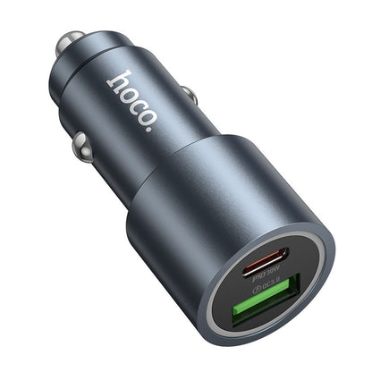 Автомобилен заряден уред HOCO Z60, 48W, 3A, 1 x USB-A - 1 x USB-C, Черен