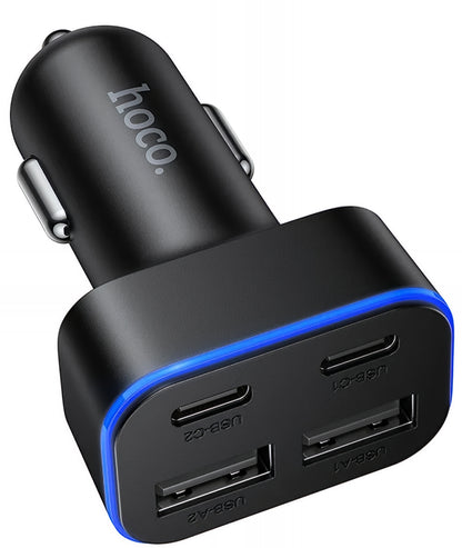 Автомобилен заряден уред HOCO Z63, 42W, 3A, 2 x USB-A - 2 x USB-C, Черен