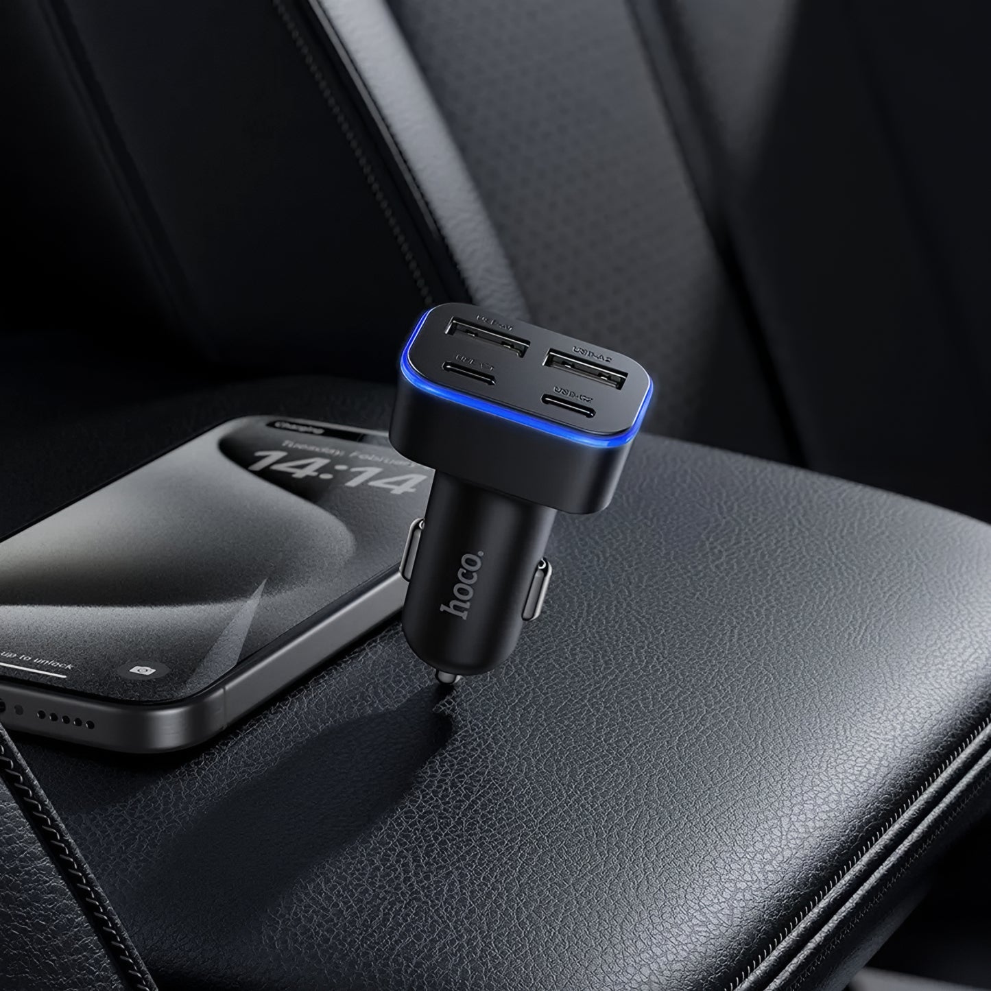 Автомобилен заряден уред HOCO Z63, 42W, 3A, 2 x USB-A - 2 x USB-C, Черен