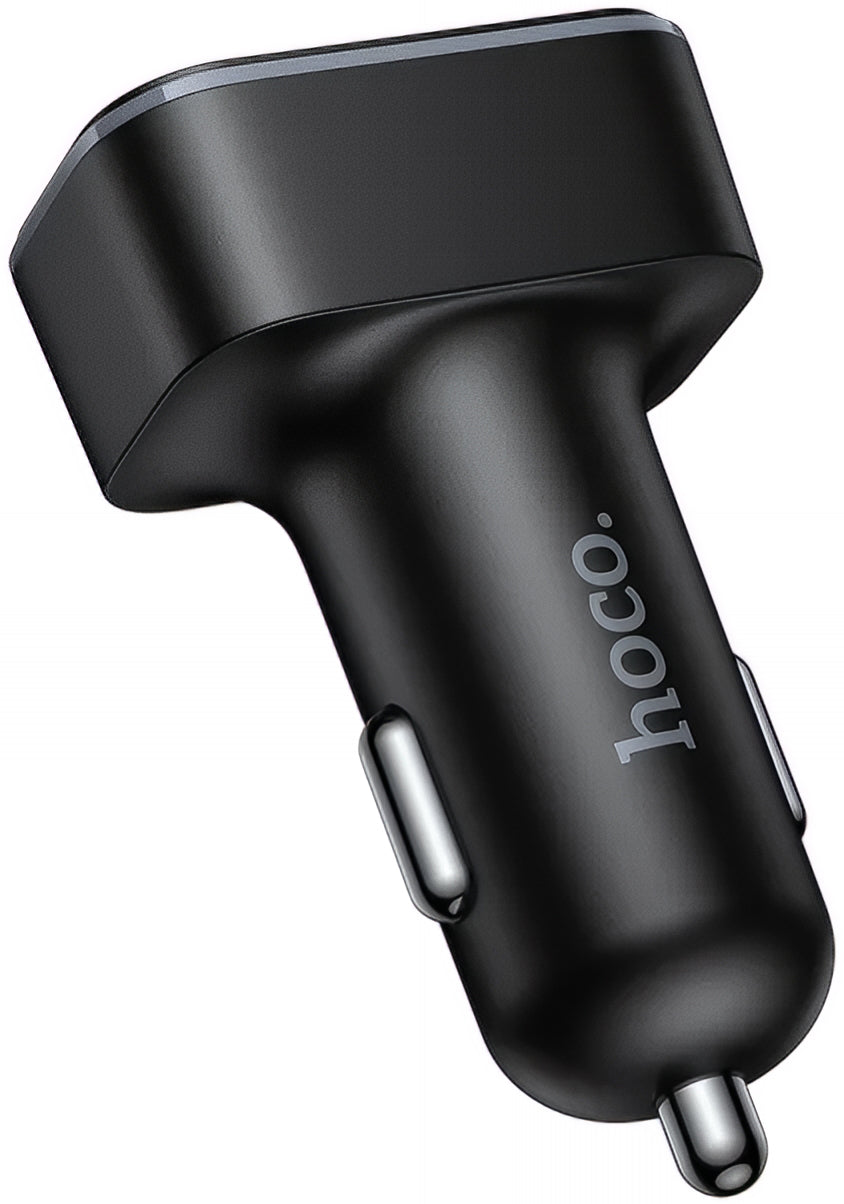 Автомобилен заряден уред HOCO Z63A Display, 42W, 3A, 1 x USB-C - 2 x USB-A, Черен