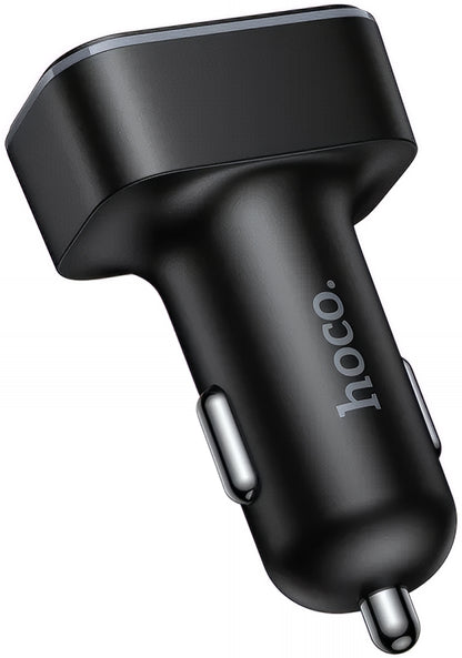 Автомобилен заряден уред HOCO Z63A Display, 42W, 3A, 1 x USB-C - 2 x USB-A, Черен
