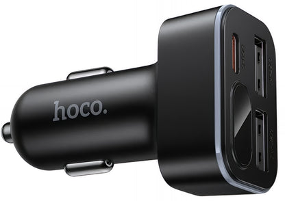 Автомобилен заряден уред HOCO Z63A Display, 42W, 3A, 1 x USB-C - 2 x USB-A, Черен