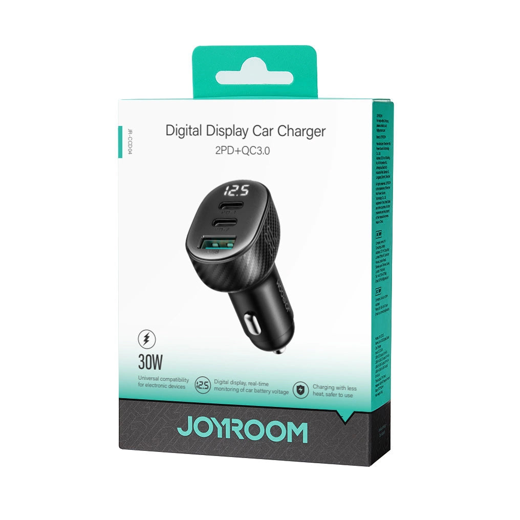 Автомобилен заряден уред Joyroom JR-CCD04, 30W, 3A, 1 x USB-A - 2 x USB-C, Черен