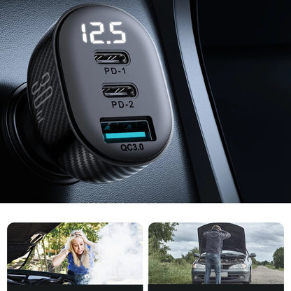 Автомобилен заряден уред Joyroom JR-CCD04, 30W, 3A, 1 x USB-A - 2 x USB-C, Черен