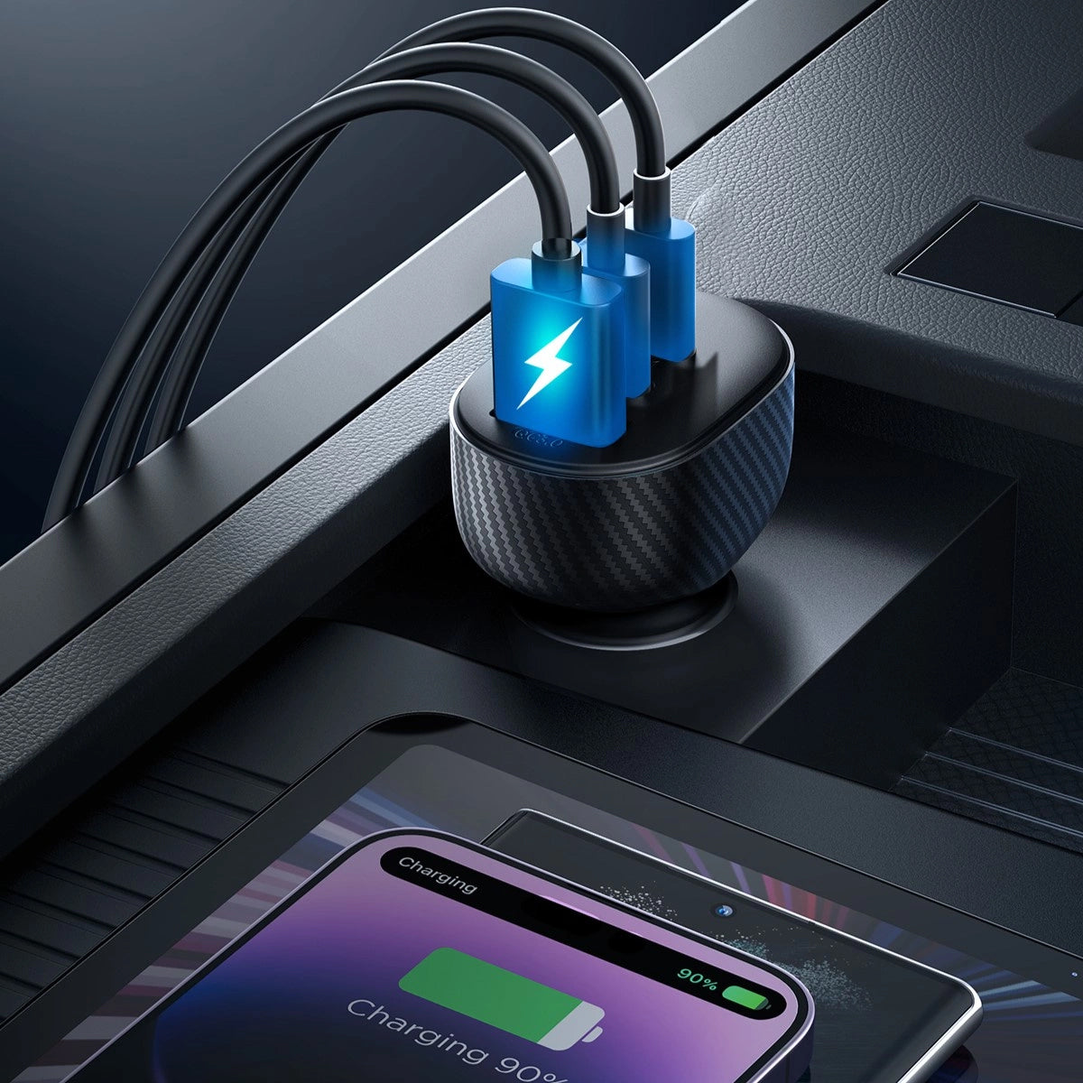 Автомобилен заряден уред Joyroom JR-CCD04, 30W, 3A, 1 x USB-A - 2 x USB-C, Черен