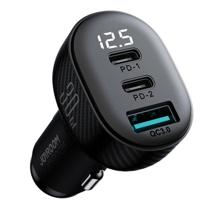 Автомобилен заряден уред Joyroom JR-CCD04, 30W, 3A, 1 x USB-A - 2 x USB-C, Черен
