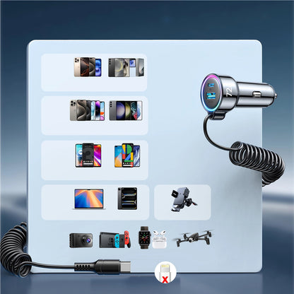 Автомобилен заряден уред с кабел USB-C Joyroom JR-CL07, 72W, 3A, 1 x USB-A - 1 x USB-C, Черен
