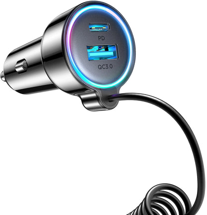 Автомобилен заряден уред с кабел USB-C Joyroom JR-CL07, 72W, 3A, 1 x USB-A - 1 x USB-C, Черен