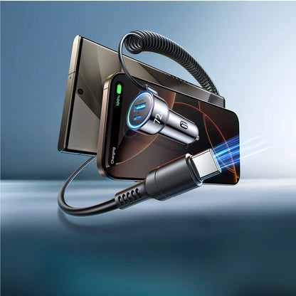 Автомобилен заряден уред с кабел USB-C Joyroom JR-CL07, 72W, 3A, 1 x USB-A - 1 x USB-C, Черен
