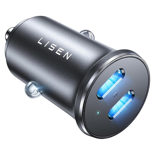 Автомобилен заряден уред Lisen, 45W, 3A, 2 x USB-C, Черен YL0223080007