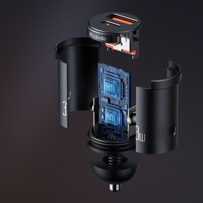 Автомобилен заряден уред McDodo CC-2320 Cool, 33W, 3A, 1 x USB-A - 1 x USB-C, Черен