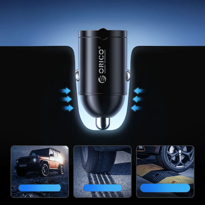 Автомобилен зарядно Orico MiniRing, 30W, 3A, 2 x USB-C, Черен