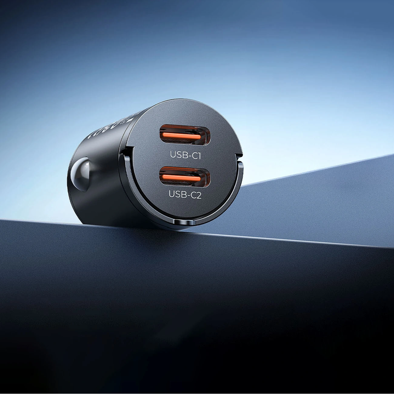 Автомобилен зарядно Orico MiniRing, 30W, 3A, 2 x USB-C, Черен