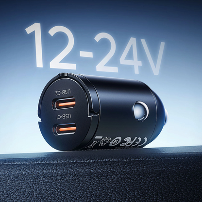 Автомобилен зарядно Orico MiniRing, 30W, 3A, 2 x USB-C, Черен